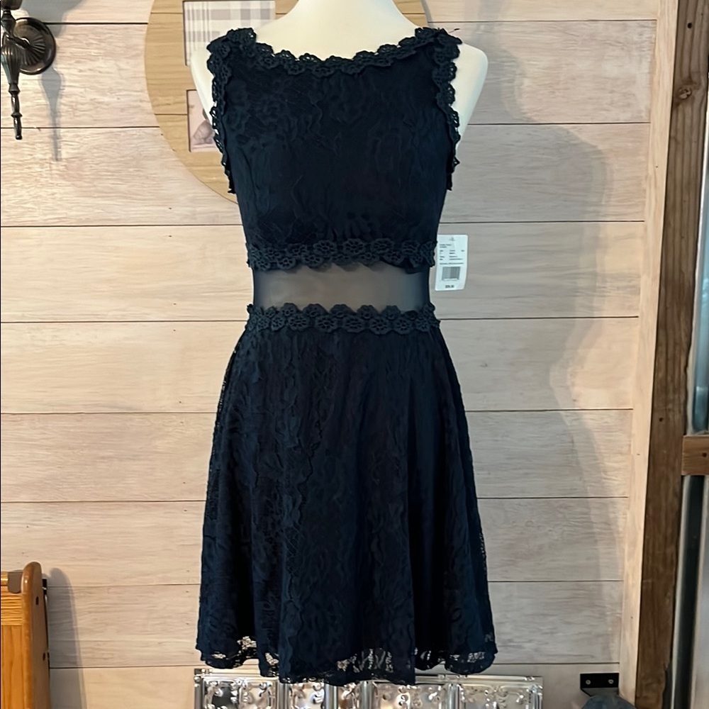 NEW City Triangles Elegant Navy Lace Dress 2